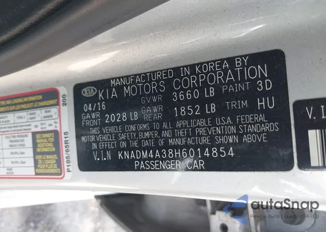 2017 Kia Rio Lx from USA, damaged, VIN KNADM4A38H6014854